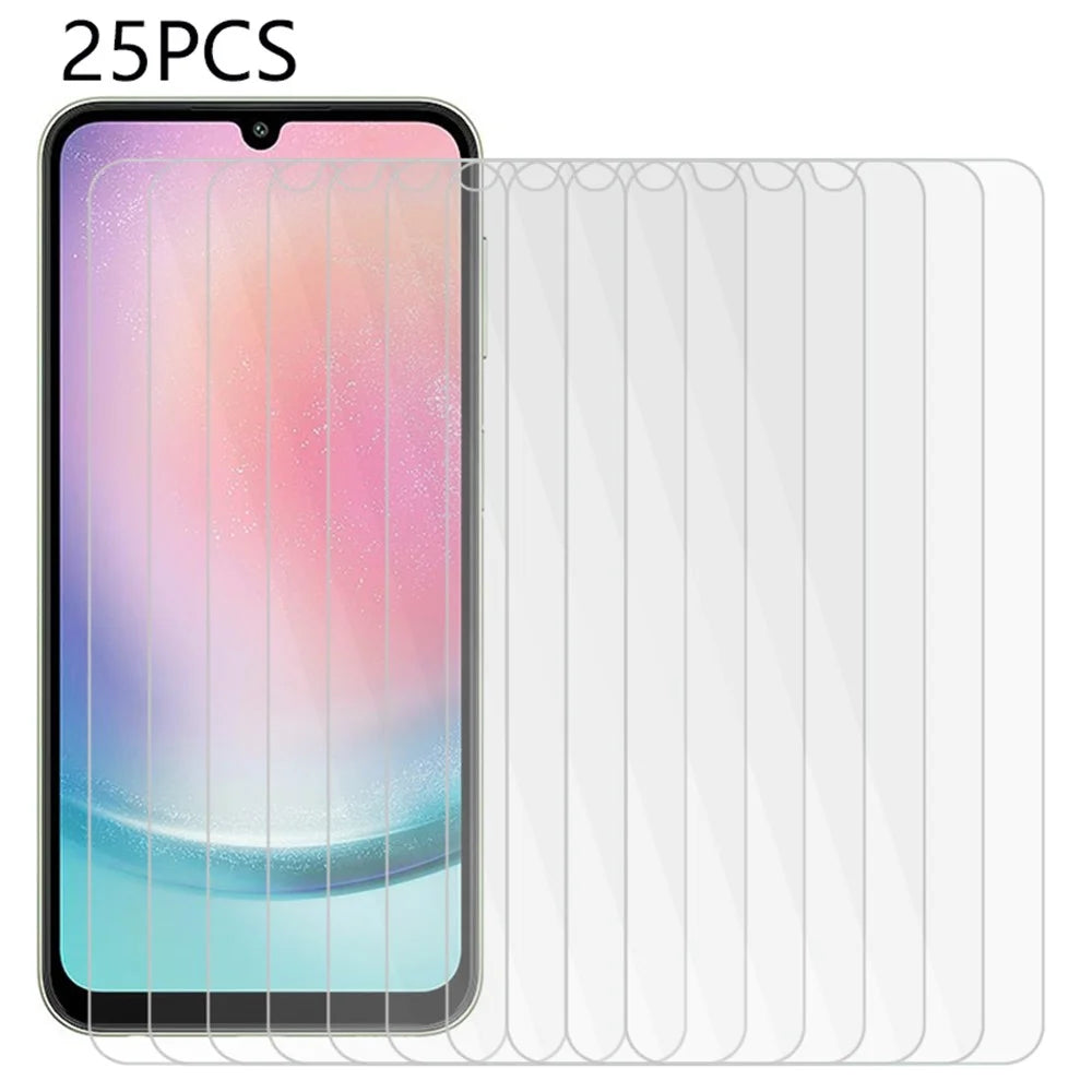 25Pcs For Samsung Galaxy A34 5G / A24 4G Tempered Glass Phone Screen Covering Film HD Clear Screen Protector (No Package, with Wipes Set, Dust-absorber, Guide Sticker) - 1