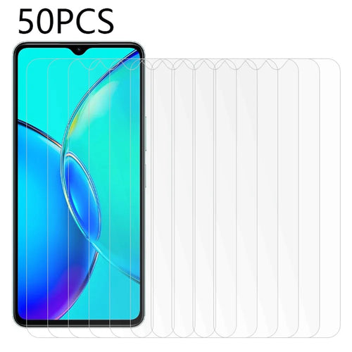 50Pcs For vivo Y35+ 5G HD Clear Tempered Glass Film Dustproof Scratch-Resistant Phone Screen Protector (No Package, with Wipes Set, Dust-absorber, Guide Sticker) - 1