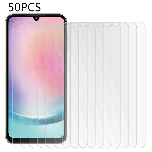 50Pcs For Samsung Galaxy A34 5G / A24 4G (162.1 x 77.6 x 8.3mm) Scratch-Resistant Tempered Glass Phone Screen Film Guard (No Package, with Wipes Set, Dust-absorber, Guide Sticker) - 1