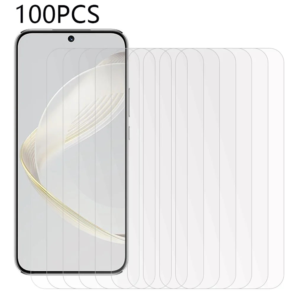 100Pcs For Huawei nova 11 / nova 12s 4G / nova 12 Lite 4G / nova 11i Phone Screen Protector HD Clear Full Glue Tempered Glass Film (No Package, with Wipes Set, Dust-absorber, Guide Sticker) - 1