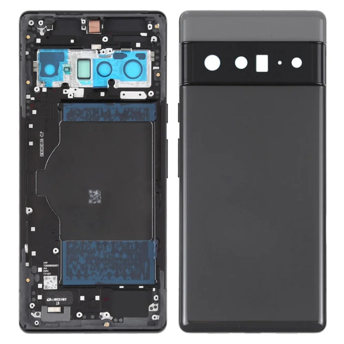 For Google Pixel 6 Pro 5G OEM Back Battery Housing Cover + Middle Plate Frame Replacement - Black - 1