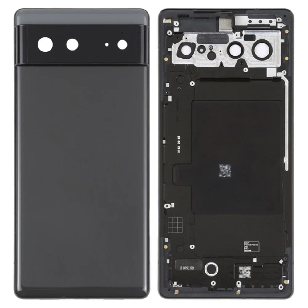 For Google Pixel 6 Back Battery Housing Cover+Middle Plate Frame Replacement - Black - 1