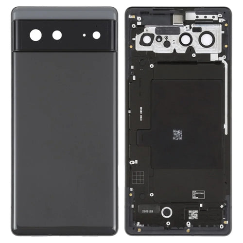 For Google Pixel 6 Back Battery Housing Cover+Middle Plate Frame Replacement - Black - 1