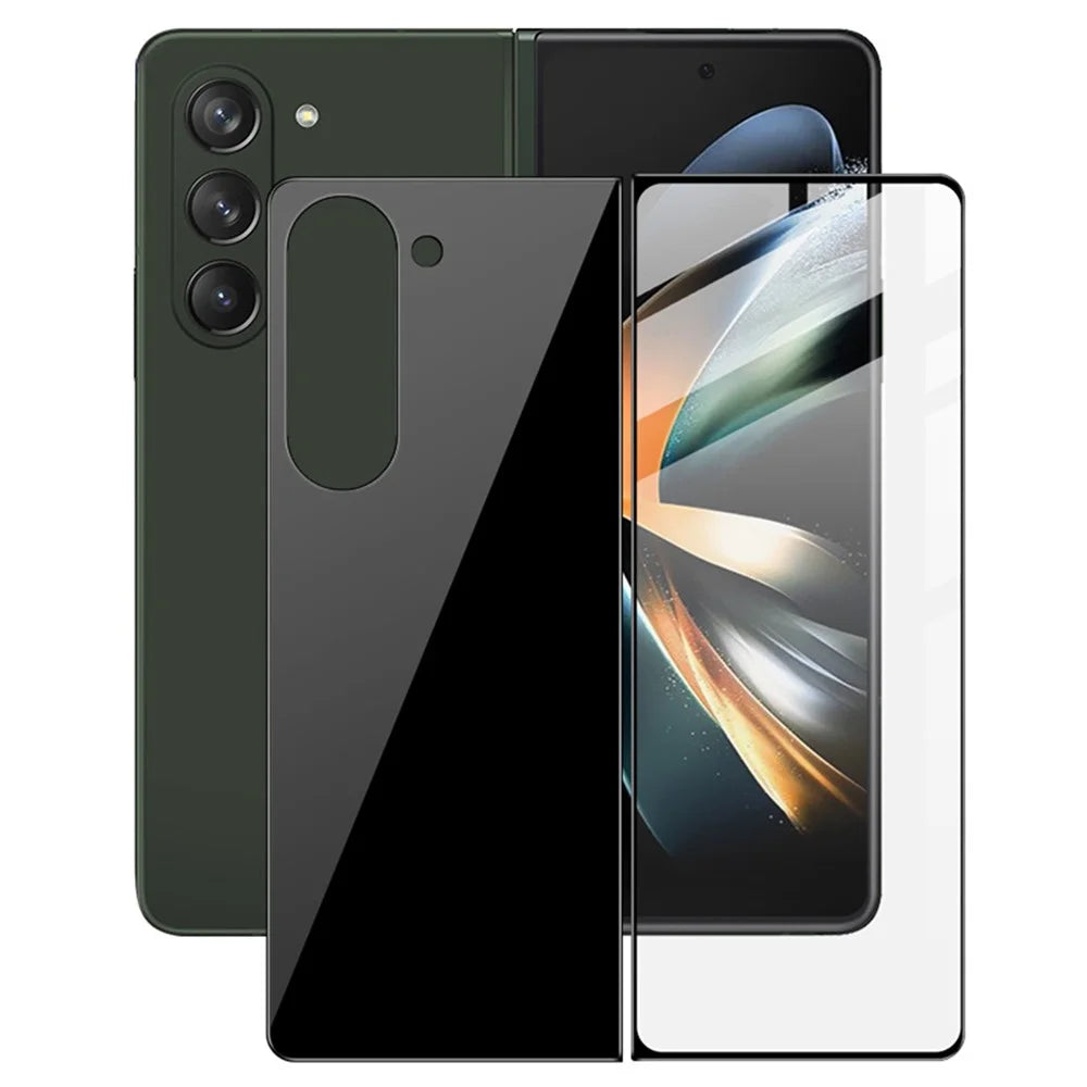 For Samsung Galaxy Z Fold5 5G Silk Printing Full Glue Complete Cover Tempered Glass Front Screen Protector + Back Film - 1