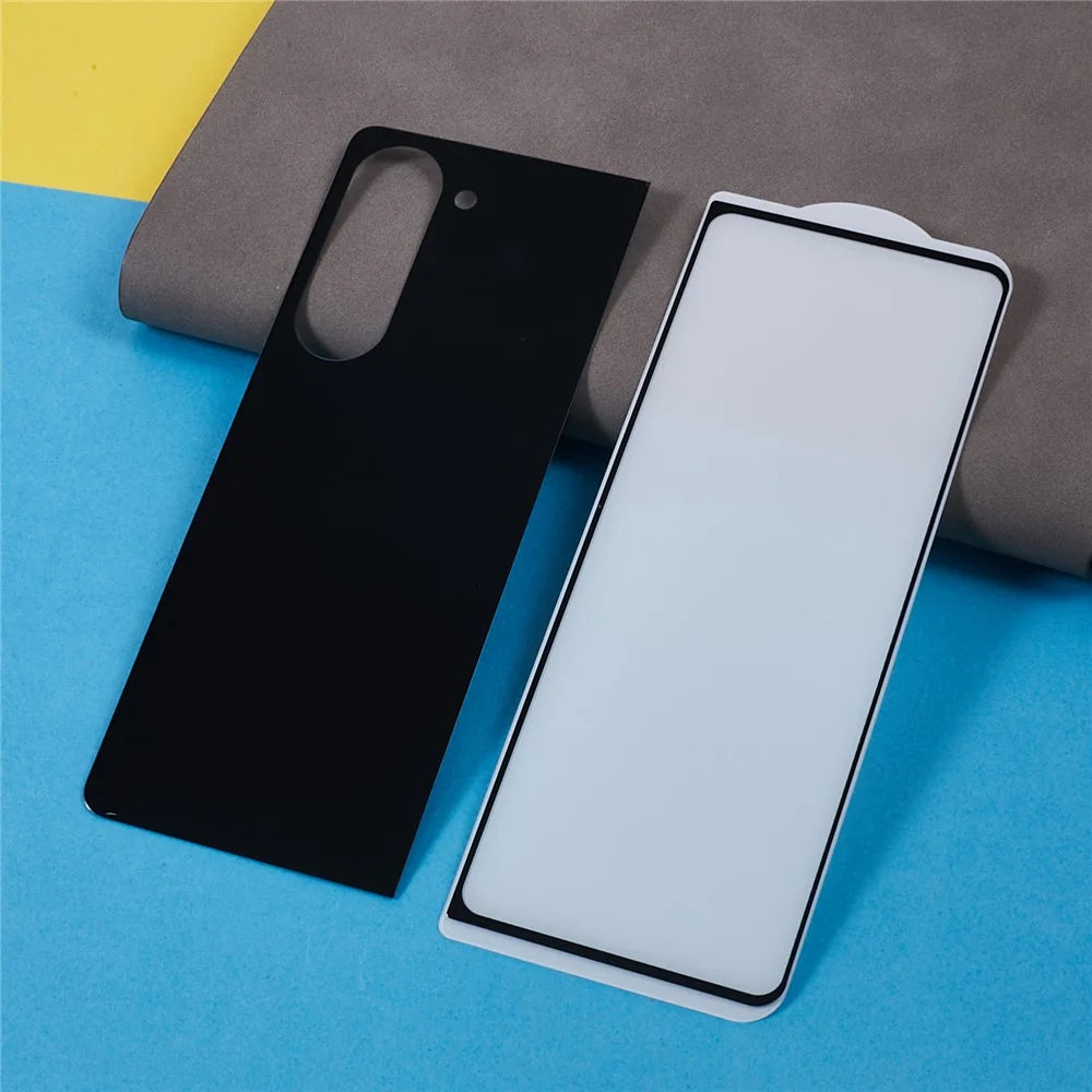 For Samsung Galaxy Z Fold5 5G Silk Printing Full Glue Complete Cover Tempered Glass Front Screen Protector + Back Film - 6