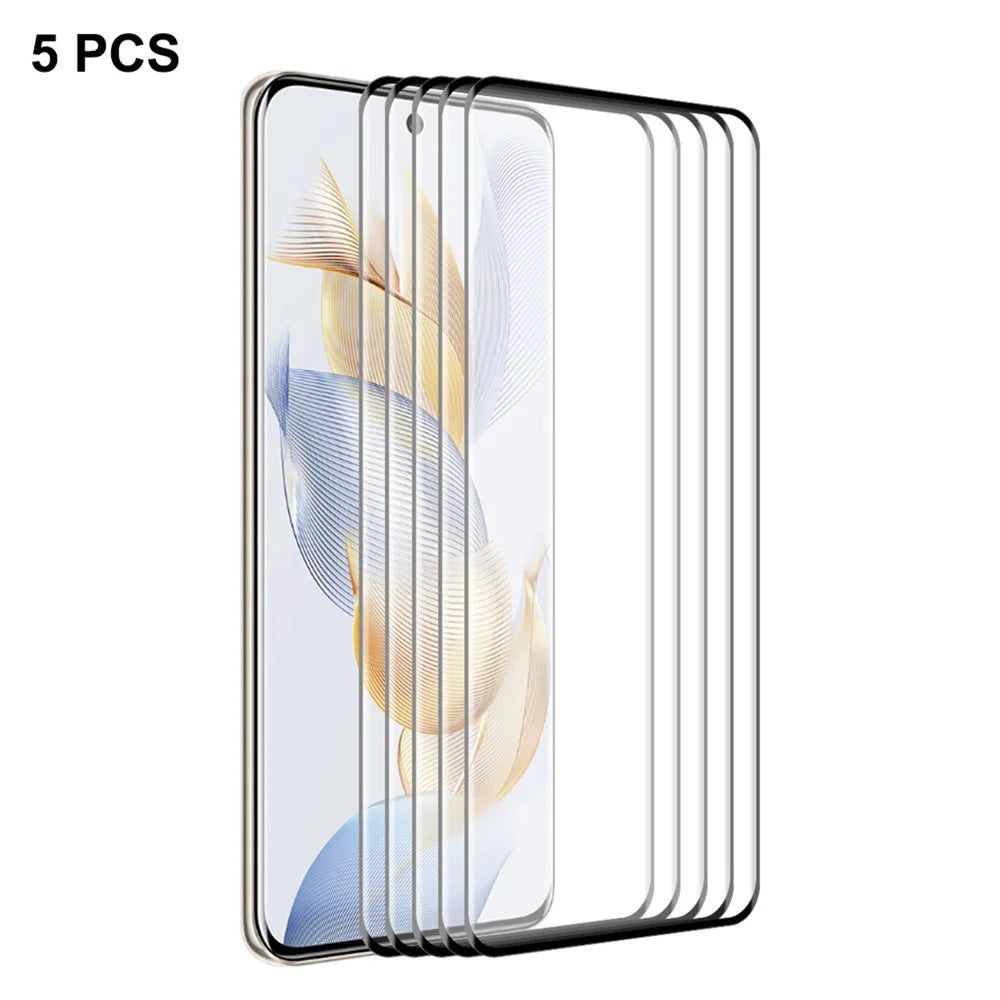 ENKAY HAT PRINCE 5PCS For Honor 90 0.26mm Full Screen Protector 9H 3D Curved Tempered Glass Full Glue Support Fingerprint Unlock - 1