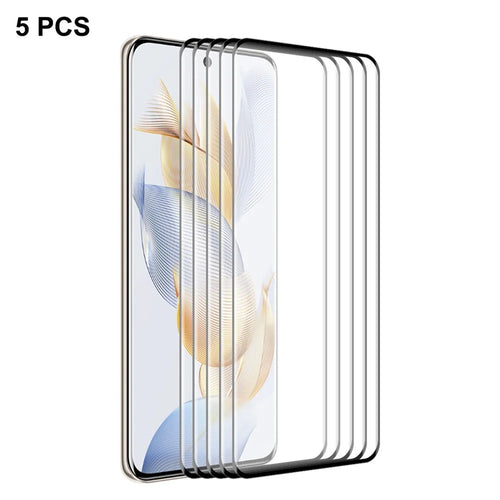 ENKAY HAT PRINCE 5PCS For Honor 90 0.26mm Full Screen Protector 9H 3D Curved Tempered Glass Full Glue Support Fingerprint Unlock - 1
