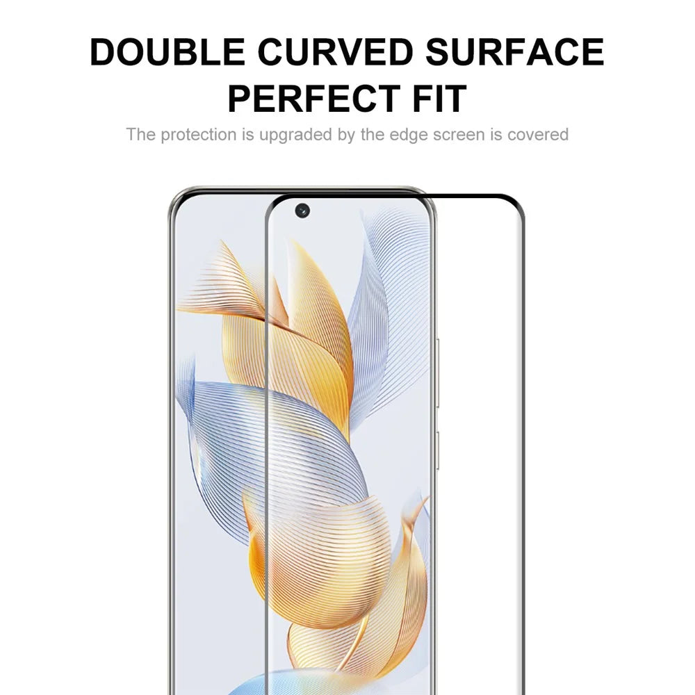 ENKAY HAT PRINCE 5PCS For Honor 90 0.26mm Full Screen Protector 9H 3D Curved Tempered Glass Full Glue Support Fingerprint Unlock - 3