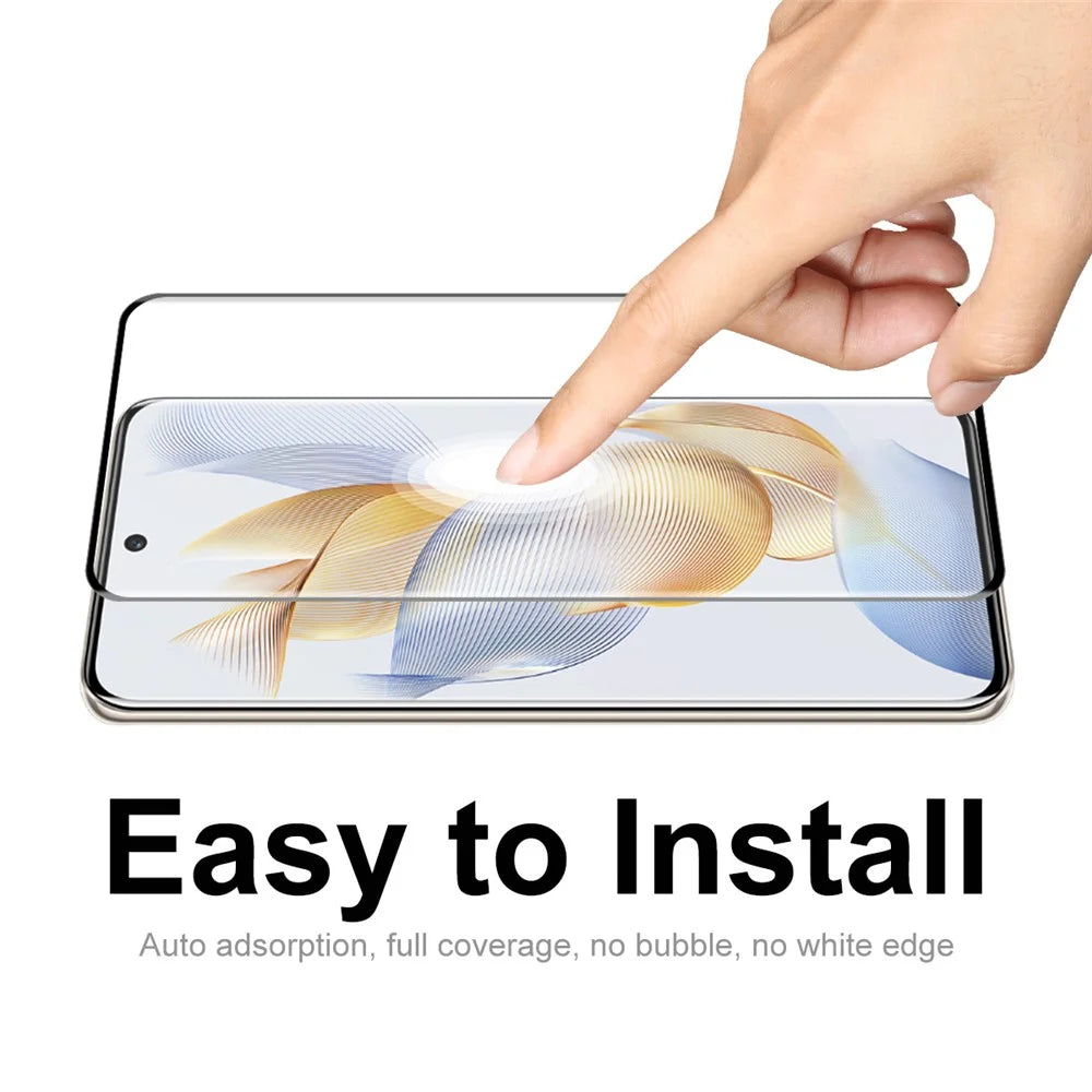 ENKAY HAT PRINCE 5PCS For Honor 90 0.26mm Full Screen Protector 9H 3D Curved Tempered Glass Full Glue Support Fingerprint Unlock - 6
