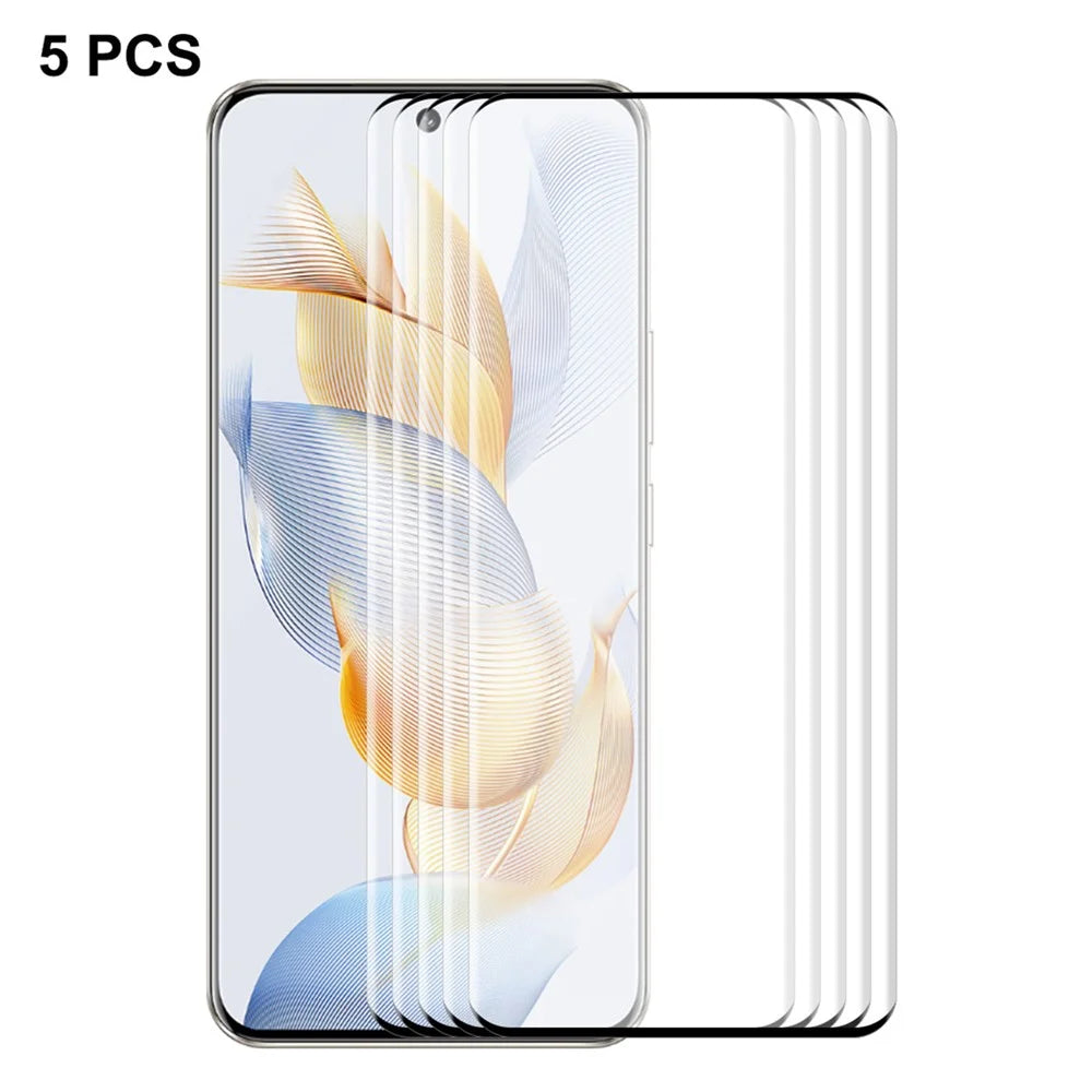ENKAY HAT PRINCE 5PCS For Honor 90 3D Curved Screen Protector Tempered Glass Side Glue Support Fingerprint Unlock - 1