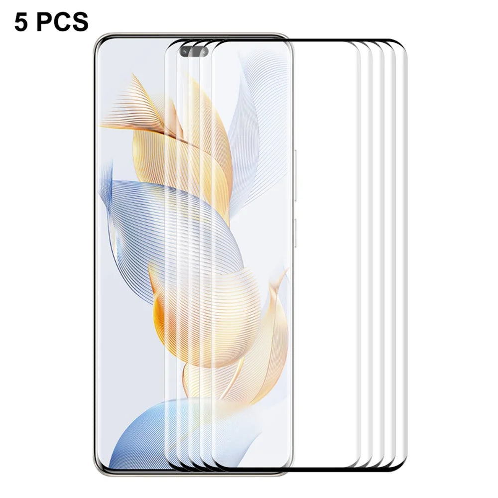 ENKAY HAT PRINCE 5PCS For Honor 90 Pro Full Screen Protector 3D Curved Tempered Glass Side Glue Support Fingerprint Unlock - 1