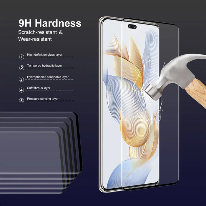 ENKAY HAT PRINCE For Honor 90 Pro 3D Curved Tempered Glass Side Glue HD Clear Full Screen Protector Support Fingerprint Unlock - 4