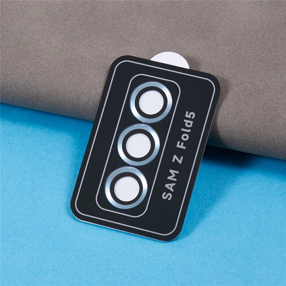 For Samsung Galaxy Z Fold5 5G Camera Lens Protector Metal + Tempered Glass Clear Lens Film Positioning Installation - Blue - 3