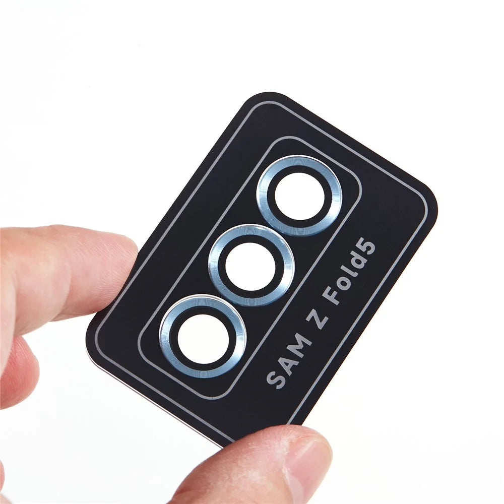 For Samsung Galaxy Z Fold5 5G Camera Lens Protector Metal + Tempered Glass Clear Lens Film Positioning Installation - Blue - 5