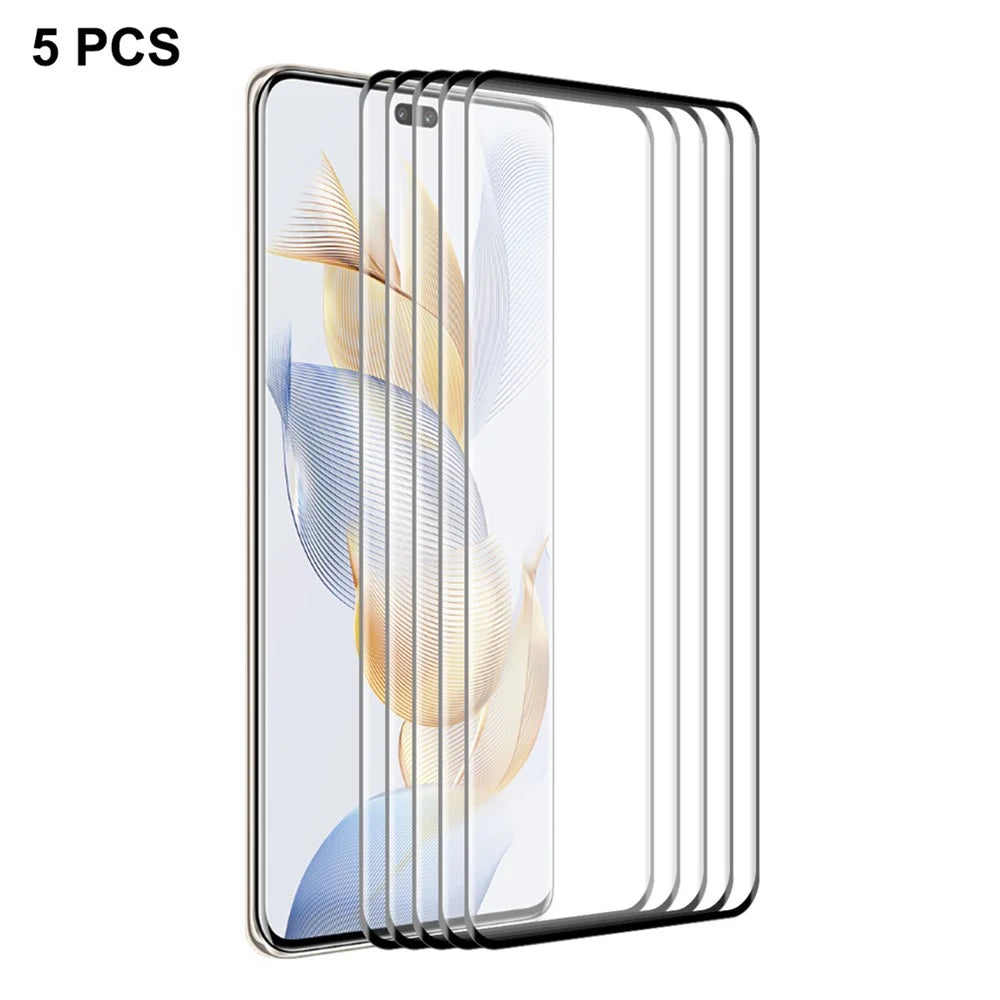 ENKAY HAT PRINCE 5PCS For Honor 90 Pro Full Glue Full Screen Protector 0.26mm 9H 3D Curved Tempered Glass Support Fingerprint Unlock - 1