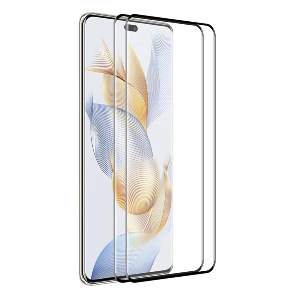 ENKAY HAT PRINCE 2PCS For Honor 90 Pro Full Glue Tempered Glass Screen Protector 0.26mm 9H 3D Curved Support Fingerprint Unlock - 1