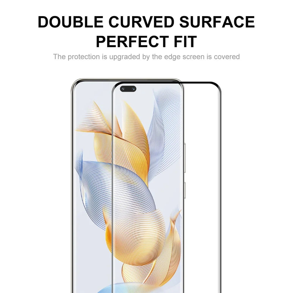 ENKAY HAT PRINCE 2PCS For Honor 90 Pro Full Glue Tempered Glass Screen Protector 0.26mm 9H 3D Curved Support Fingerprint Unlock - 3