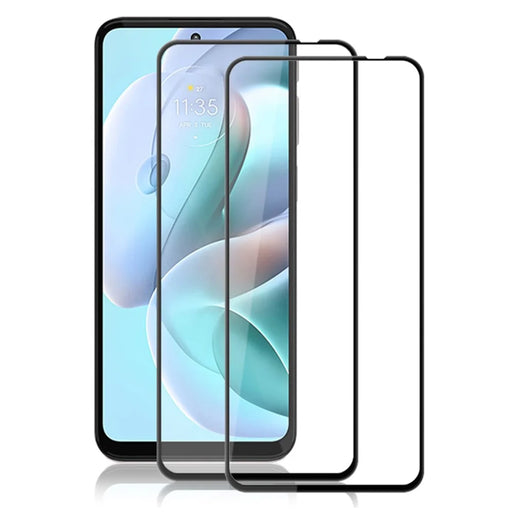 AMORUS 2Pcs For Motorola Moto G31 4G / G41 4G Full Coverage Screen Protector Silk Printing Full Glue Tempered Glass Film - Black - 1