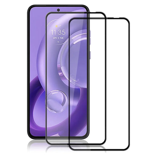 AMORUS 2Pcs For Motorola Edge 30 Neo 5G Full Coverage Cell Phone Screen Protector Silk Printing Full Glue Tempered Glass Film - Black - 1