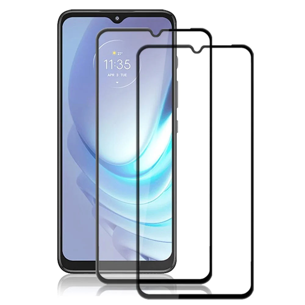 AMORUS 2Pcs Tempered Glass Film For Motorola Moto G50 4G Silk Printing Full-Coverage Full Glue Screen Protector - Black - 1