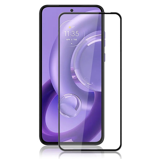AMORUS Clear Screen Protector for Motorola Edge 30 Neo 5G , Silk Printing Full Glue Tempered Glass Film - Black - 1