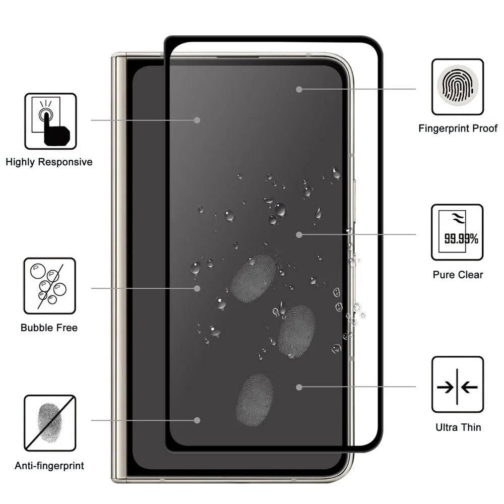 AGC Glass Screen Protector for Google Pixel Fold , Full Glue Black Edge Full Cover Phone Screen Film - 2