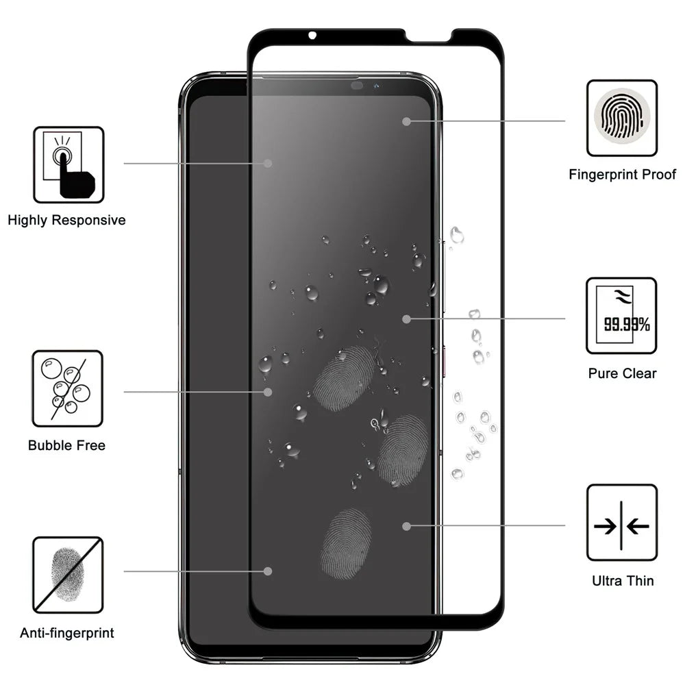 For Asus ROG Phone 7 5G Full Glue Phone Screen Protector Black Edge AGC Glass Anti-explosion Film - 2