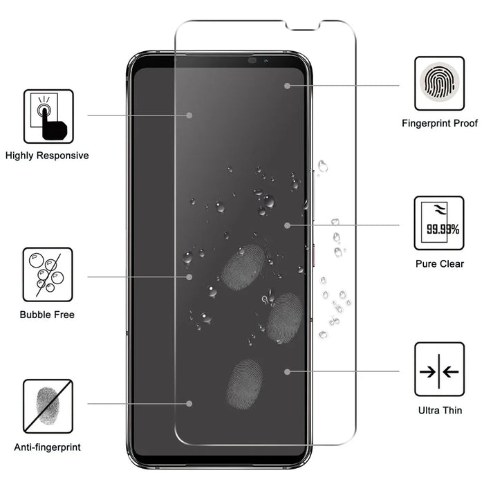 For Asus ROG Phone 7 5G Tempered Glass Screen Protector 2.5D Arc Edge HD Clear Anti-explosion Film - 2