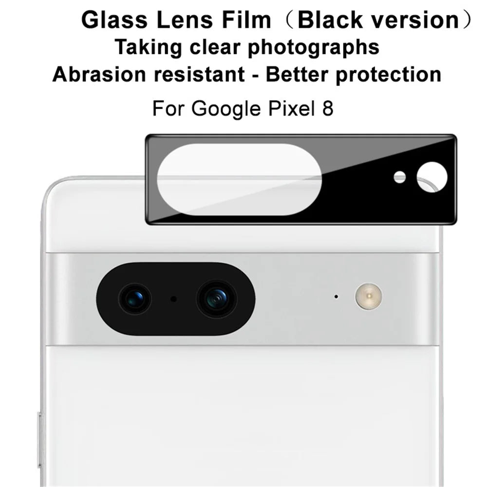 IMAK Phone Rear Lens Film for Google Pixel 8 , HD Clear Tempered Glass Camera Lens Protector (Black Version) - 3