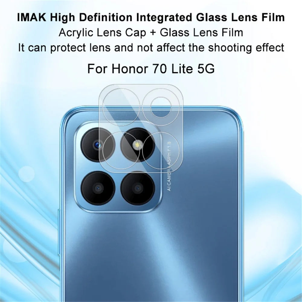 IMAK For Honor 70 Lite 5G Clear Integrated Lens Film Tempered Glass Lens Protector + Acrylic Lens Cap - 2