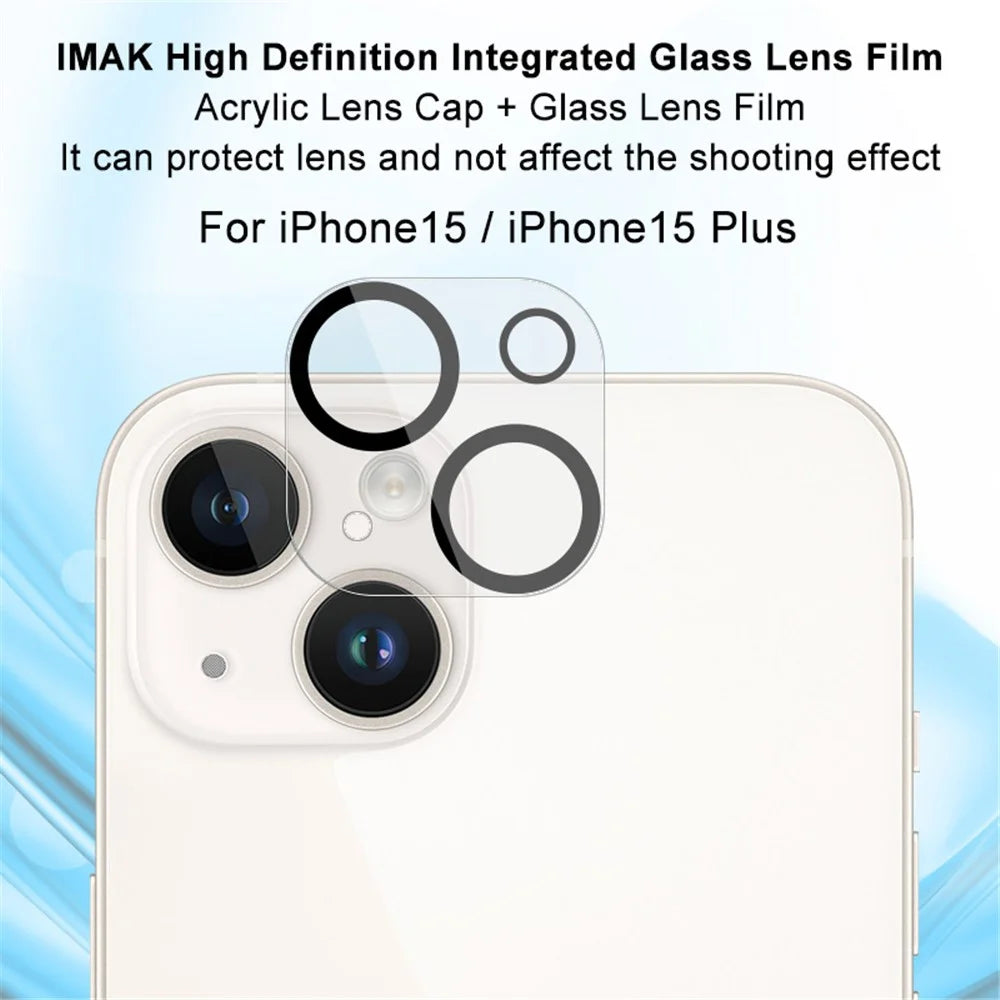 IMAK For iPhone 15 / 15 Plus Integrated Camera Lens Film Tempered Glass Lens Protector + Acrylic Lens Cap - 2