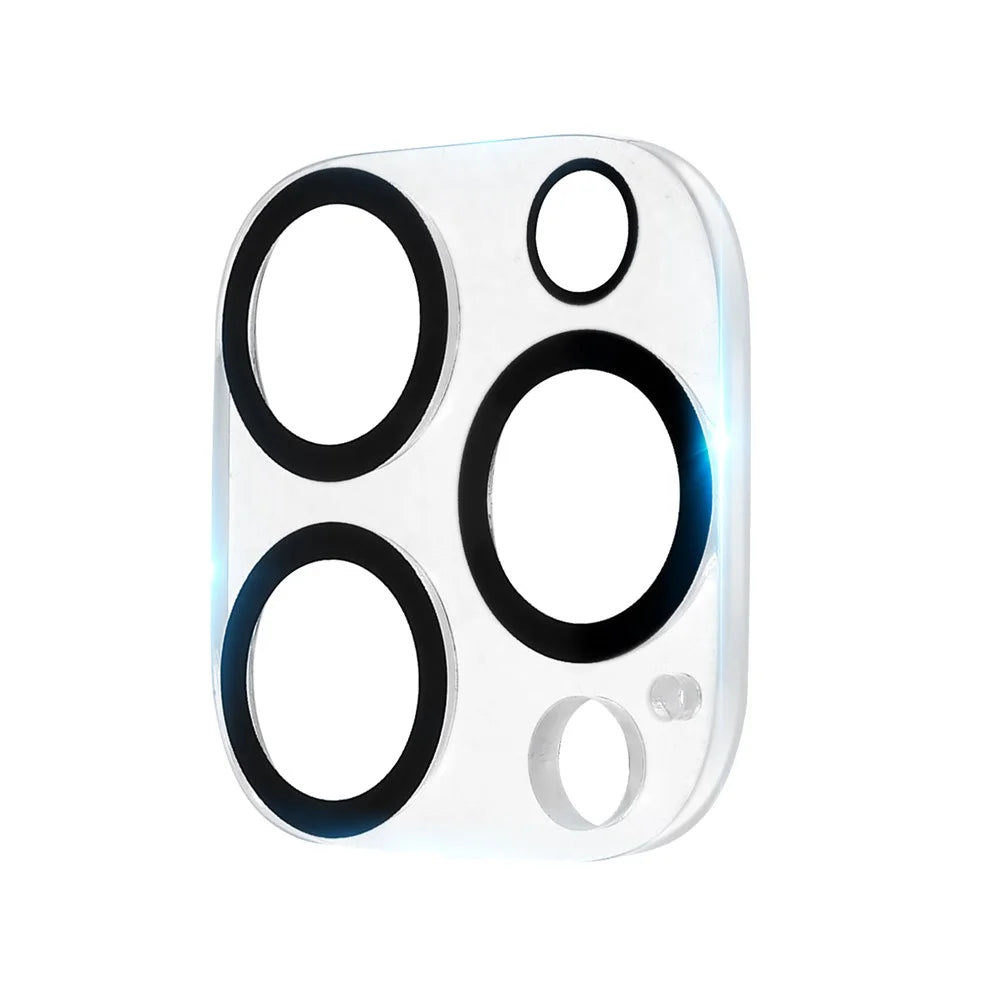 2Pcs for iPhone 15 Pro Max / 15 Pro Lens Protector Silk Printing 3D Arc Edge Tempered Glass Rear Lens Film with Black Circle - 2