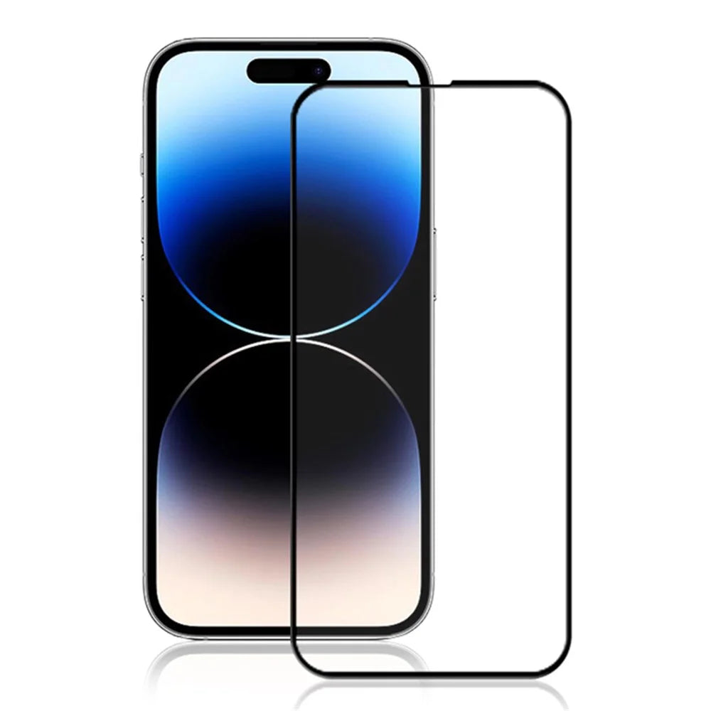 AMORUS Screen Protector for iPhone 15 Pro Max , Clear Silk Printing Full Glue Tempered Glass Film - Black - 1