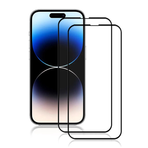 AMORUS 2Pcs For iPhone 15 Pro Full Glue Full Screen Protector HD Transparent Silk Printing Tempered Glass Film - Black - 1