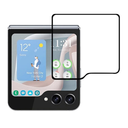 For Samsung Galaxy Z Flip5 5G Tempered Glass Full Screen Protector Silk Printing Full Glue Rear Small Screen Film - 1