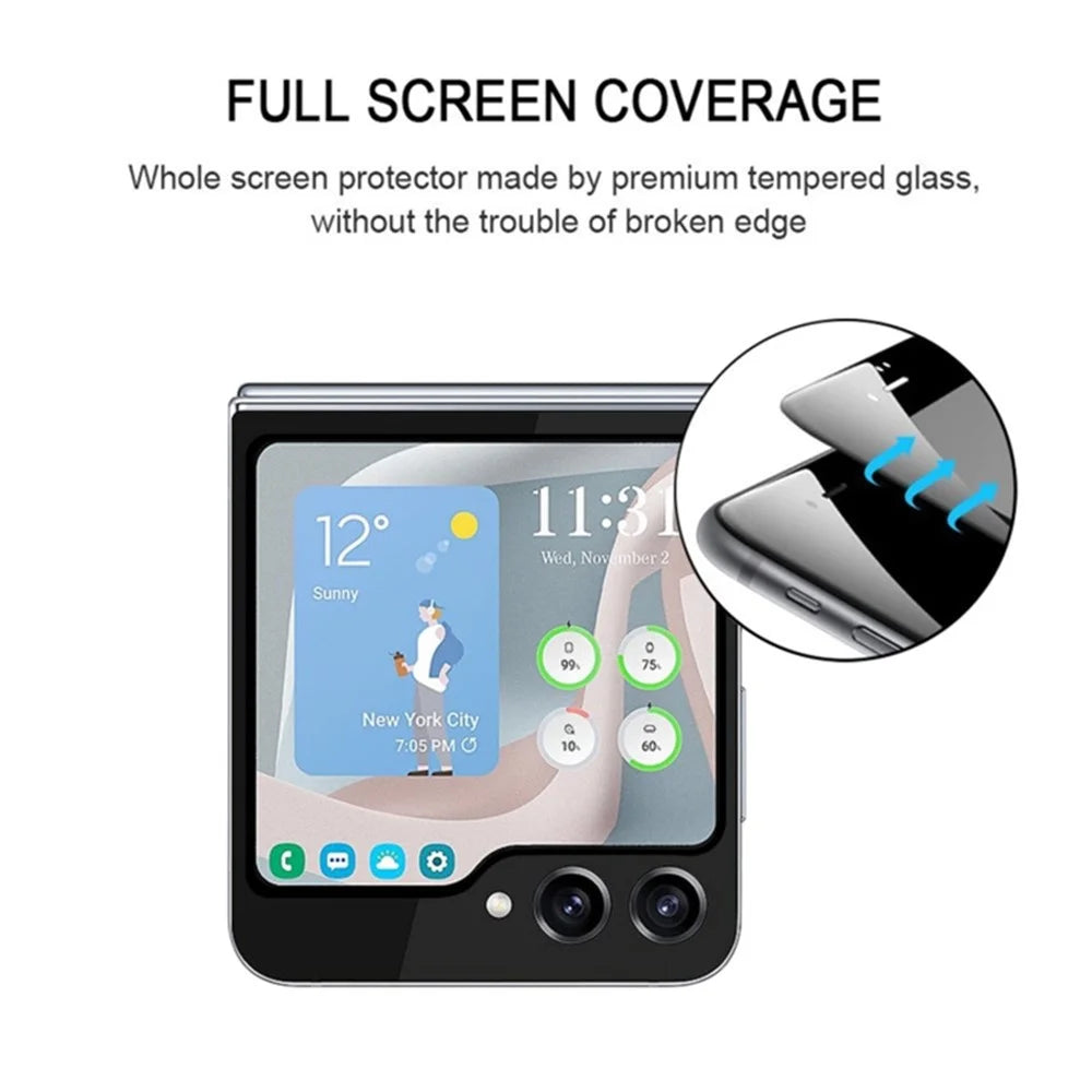 For Samsung Galaxy Z Flip5 5G Tempered Glass Full Screen Protector Silk Printing Full Glue Rear Small Screen Film - 3