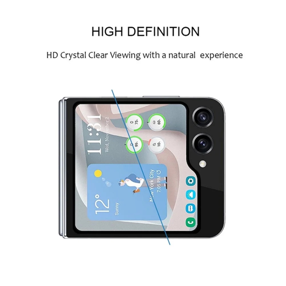 For Samsung Galaxy Z Flip5 5G Tempered Glass Full Screen Protector Silk Printing Full Glue Rear Small Screen Film - 4