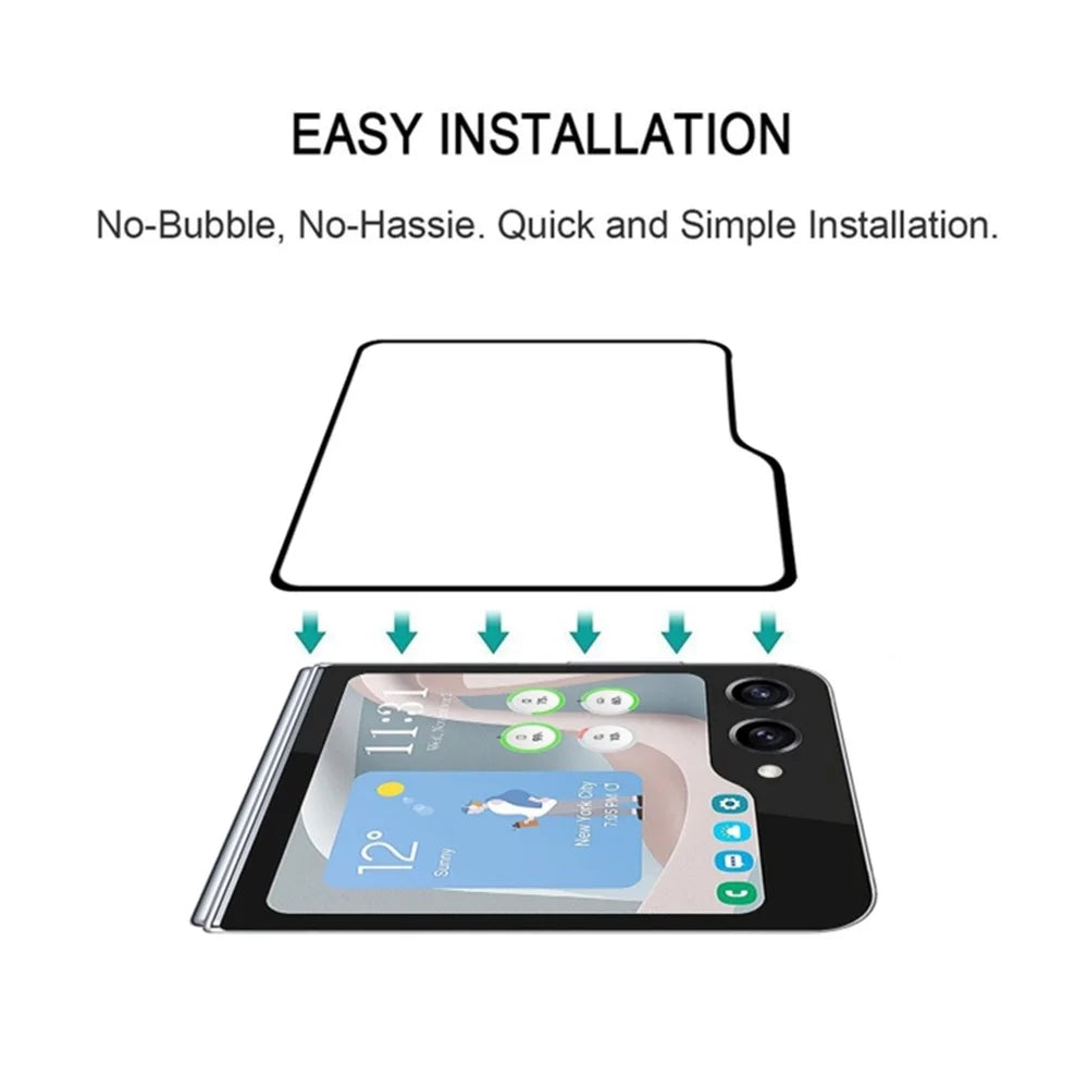 For Samsung Galaxy Z Flip5 5G Tempered Glass Full Screen Protector Silk Printing Full Glue Rear Small Screen Film - 7