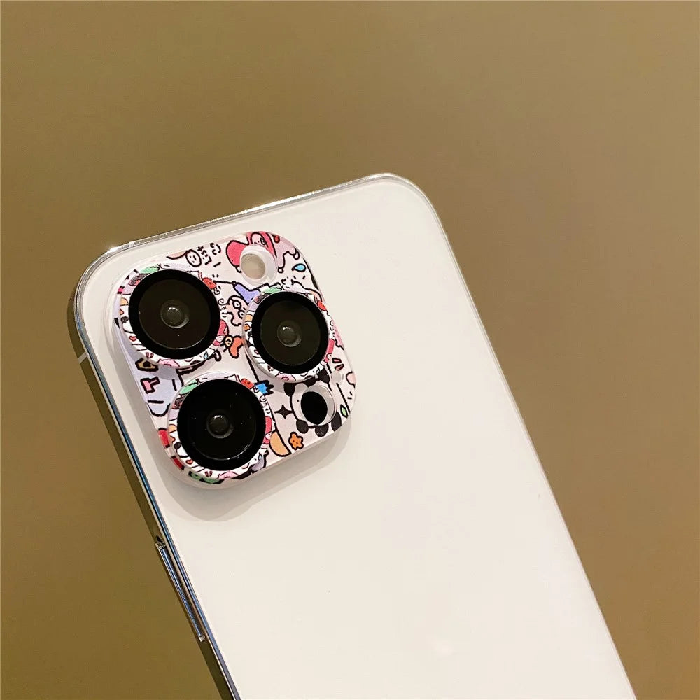 MKADI For iPhone 14 Pro / 14 Pro Max Camera Lens Protector 9H Tempered Glass Pattern Lens Film - Style A - 3