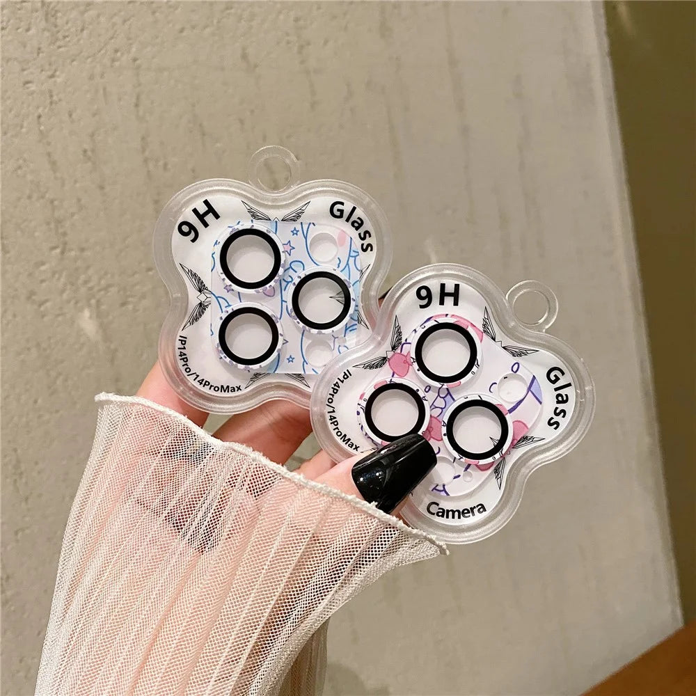 MKADI For iPhone 14 Pro / 14 Pro Max Camera Lens Protector 9H Tempered Glass Pattern Lens Film - Style A - 6