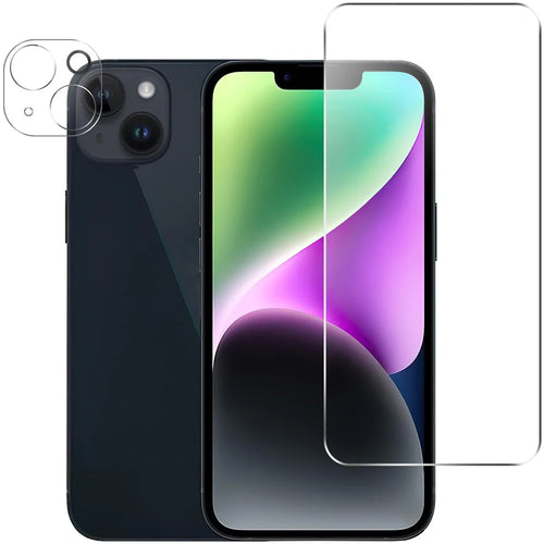 For iPhone 15 Plus Tempered Glass Screen Protector HD Anti-scratch Film + Camera Lens Protector - 1