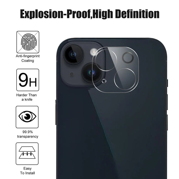 For iPhone 15 Plus Tempered Glass Screen Protector HD Anti-scratch Film + Camera Lens Protector - 4
