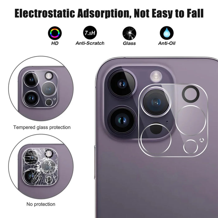 For iPhone 15 Pro Tempered Glass Screen Protector Anti-fingerprint Film + Camera Lens Protector - 3