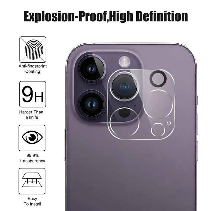 For iPhone 15 Pro Tempered Glass Screen Protector Anti-fingerprint Film + Camera Lens Protector - 4