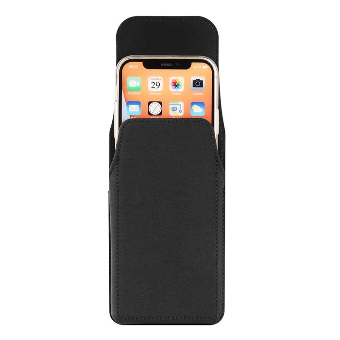 Cell Phone Belt Clip Bag Vertical Nylon Cellphone Holster Outdoor Hiking Belt Loop Pouch with Snap Hook - 6.1'' - 4