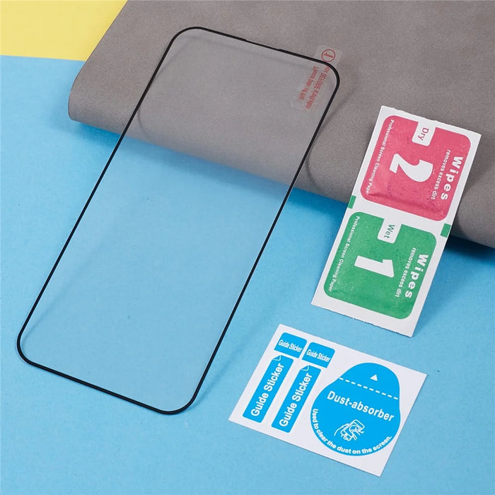 Silk Printing Full Screen Protector for iPhone 15 , Anti-static Full Glue High Aluminium-silicon Glass Film - 3