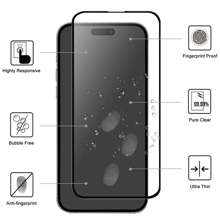 For iPhone 15 Pro Max Cell Phone Screen Protector Full Glue AGC Glass Screen Covering Film with Black Edge - 2