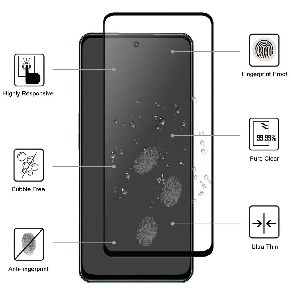 For Oppo A98 5G Black Edge Phone Screen Protector AGC Glass HD Clear Screen Covering Film (Full Glue) - 2