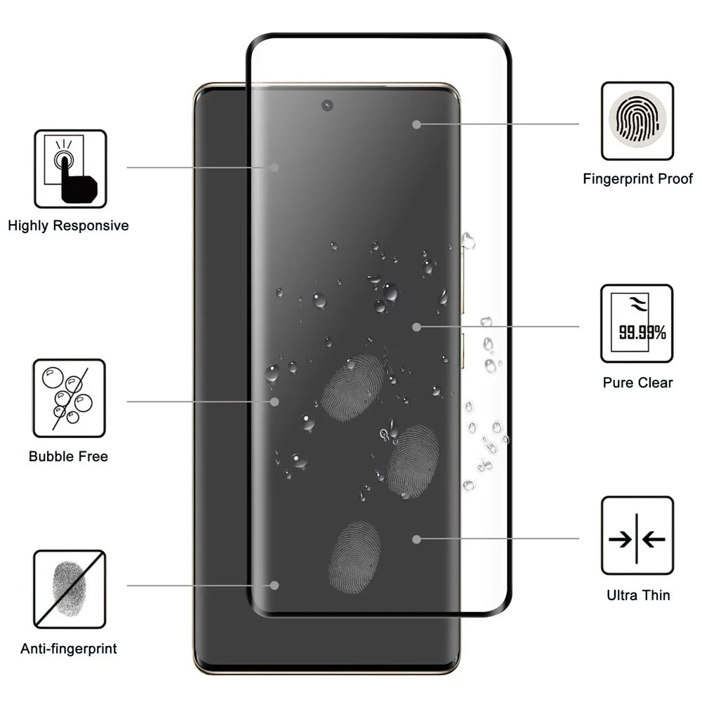 Phone Screen Protector For vivo Y78 5G , Full Glue AGC Glass Black Edge Screen Covering Film - 2