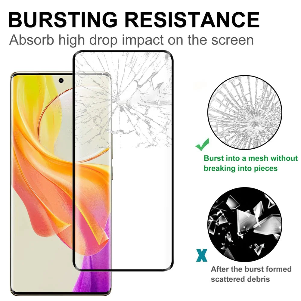 Phone Screen Protector For vivo Y78 5G , Full Glue AGC Glass Black Edge Screen Covering Film - 4